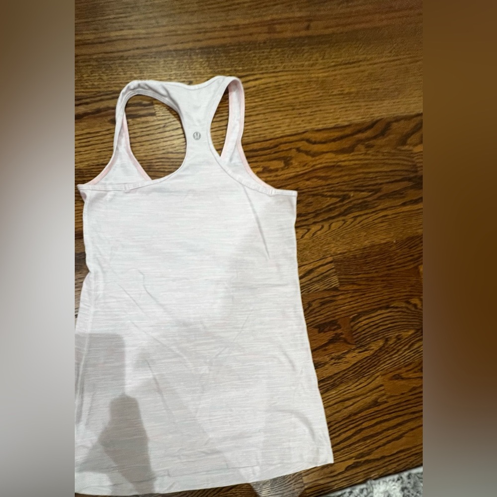 lululemon athletica light pink and white swiftly tech Fitted Sleeveless Tank Top